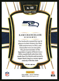 Kam Chancellor 2025 Panini Select #149 Black and Red Prizm Shock