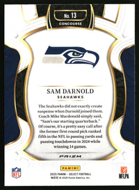 Sam Darnold 2025 Panini Select #13 Black and Red Prizm Shock