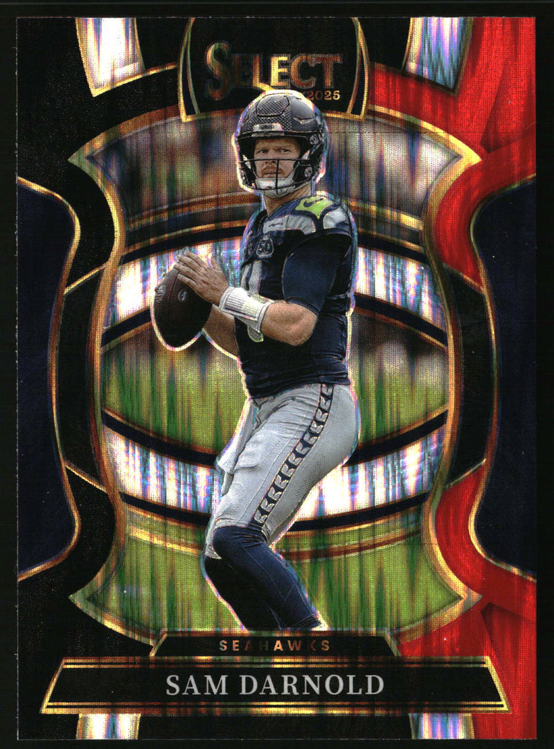 Sam Darnold 2025 Panini Select #13 Black and Red Prizm Shock