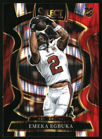 Emeka Egbuka 2025 Panini Select #37 Black and Red Prizm Shock RC