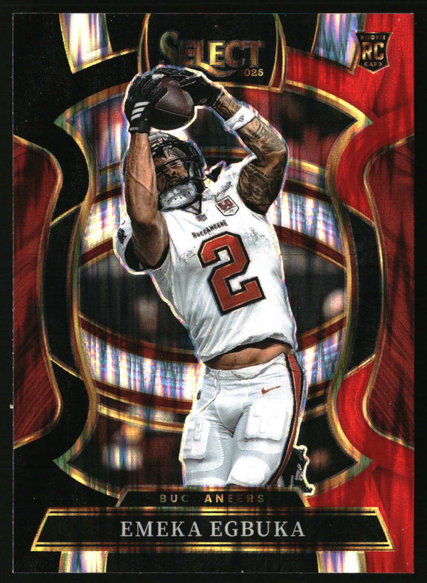 Emeka Egbuka 2025 Panini Select #37 Black and Red Prizm Shock RC