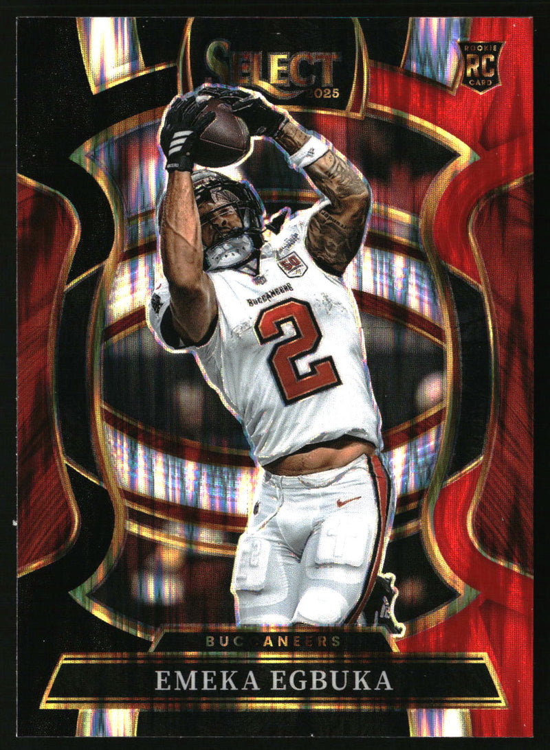 Emeka Egbuka 2025 Panini Select #37 Black and Red Prizm Shock RC