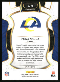 Puka Nacua 2025 Panini Select #21 Black and Red Prizm Shock