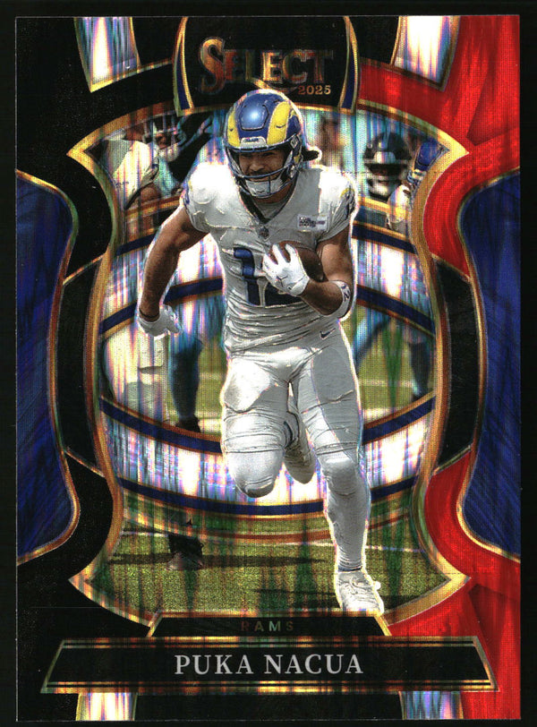 Puka Nacua 2025 Panini Select #21 Black and Red Prizm Shock