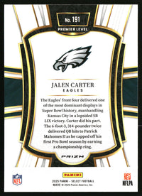 Jalen Carter 2025 Panini Select #191 Black and Red Prizm Shock