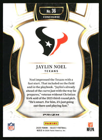 Jaylin Noel 2025 Panini Select #36 Black and Red Prizm Shock RC