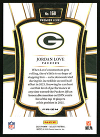 Jordan Love 2025 Panini Select #168 Black and Red Prizm Shock