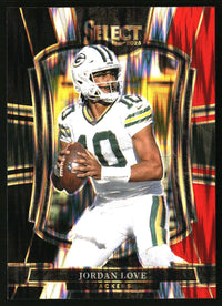 Jordan Love 2025 Panini Select #168 Black and Red Prizm Shock