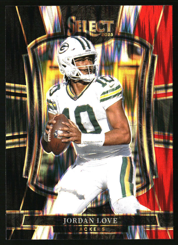 Jordan Love 2025 Panini Select #168 Black and Red Prizm Shock