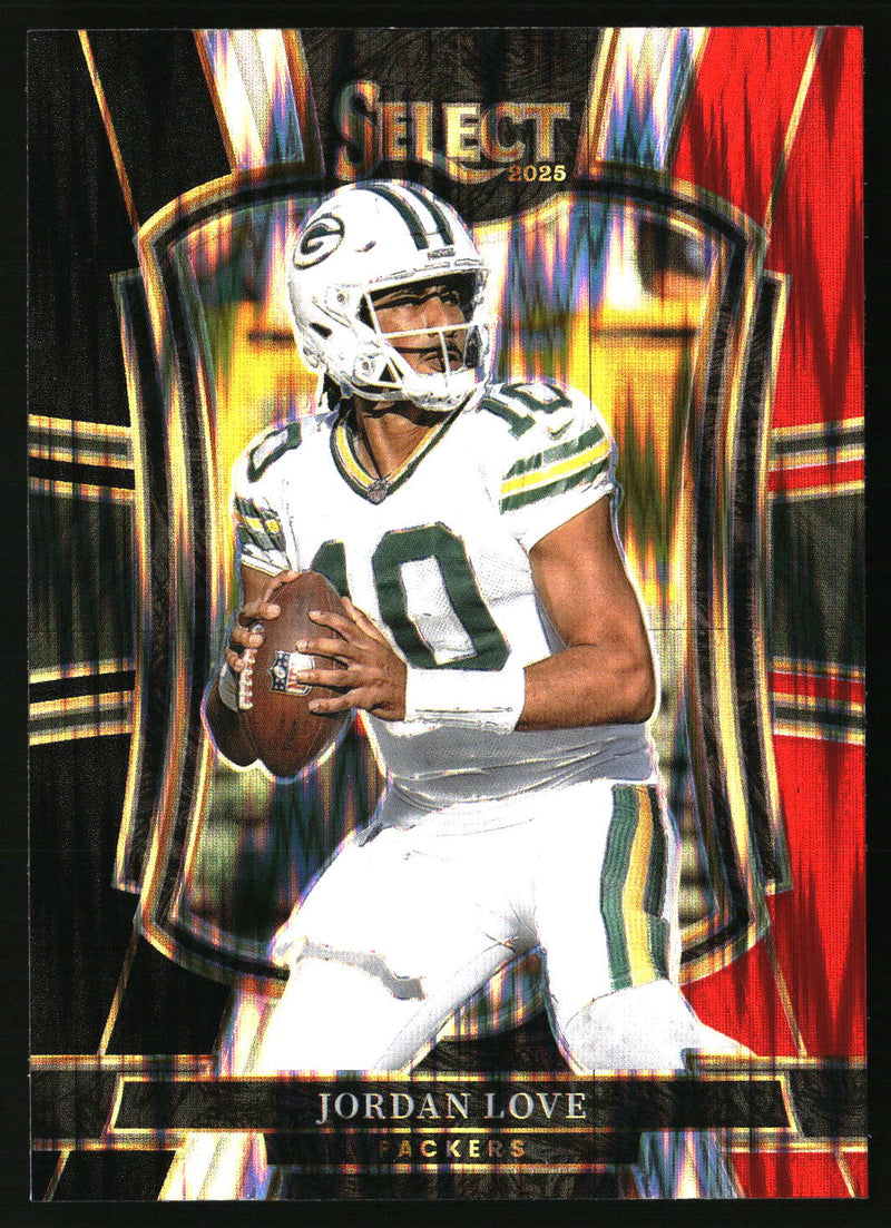 Jordan Love 2025 Panini Select #168 Black and Red Prizm Shock