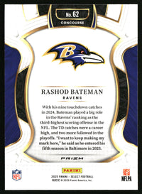 Rashod Bateman 2025 Panini Select #62 Black and Red Prizm Shock