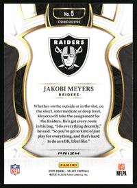 Jakobi Meyers 2025 Panini Select #5 Black and Red Prizm Shock