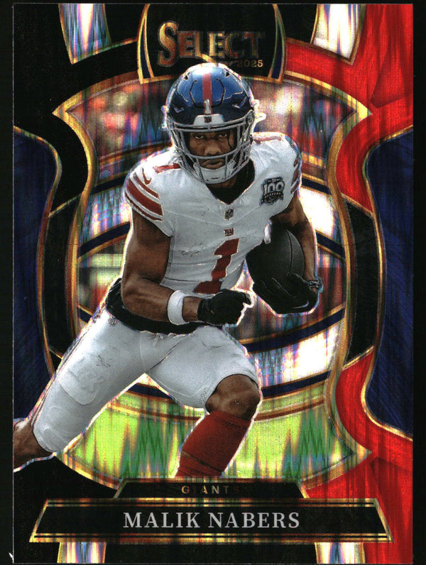 Malik Nabers 2025 Panini Select #94 Black and Red Prizm Shock