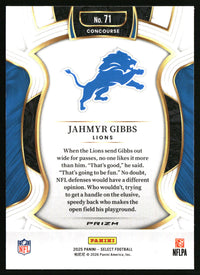 Jahmyr Gibbs 2025 Panini Select #71 Black and Red Prizm Shock