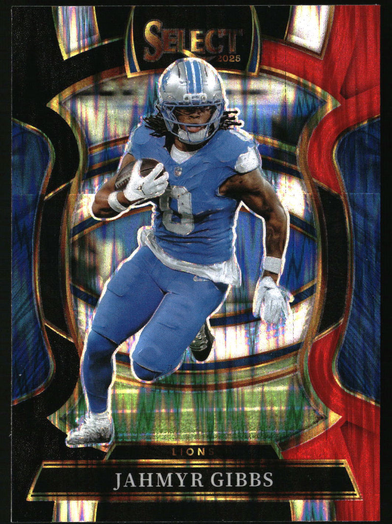 Jahmyr Gibbs 2025 Panini Select #71 Black and Red Prizm Shock
