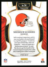 Shedeur Sanders 2025 Panini Select #54 Black and Red Prizm Shock RC