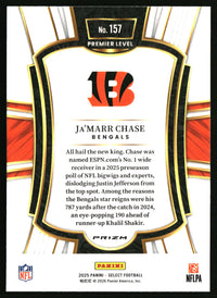 Ja'Marr Chase 2025 Panini Select #157 Black and Red Prizm Shock