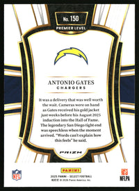 Antonio Gates 2025 Panini Select #150 Black and Red Prizm Shock