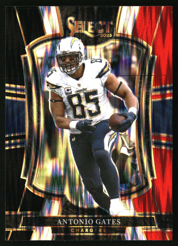 Antonio Gates 2025 Panini Select #150 Black and Red Prizm Shock