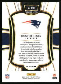 Hunter Henry 2025 Panini Select #180 Black and Green Prizm Shock