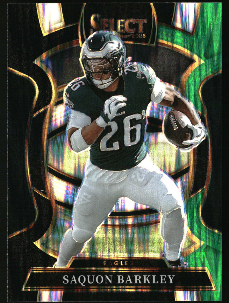 Saquon Barkley 2025 Panini Select #90 Black and Green Prizm Shock