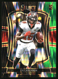 Tez Johnson 2025 Panini Select #138 Black and Green Prizm Shock