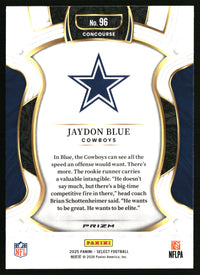 Jaydon Blue 2025 Panini Select #96 Black and Green Prizm Shock RC