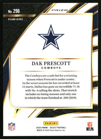 Dak Prescott 2025 Panini Select #296 Black and Green Prizm Shock