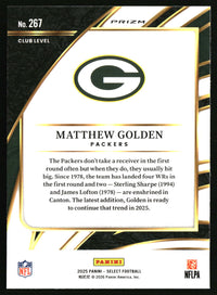 Matthew Golden 2025 Panini Select #267 Black and Green Prizm Shock
