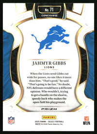 Jahmyr Gibbs 2025 Panini Select #71 Black and Green Prizm Shock