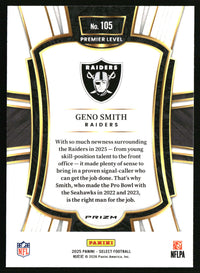 Geno Smith 2025 Panini Select #105 Black and Green Prizm Shock