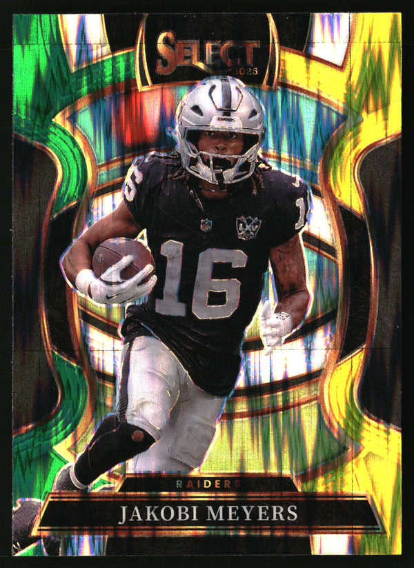 Jakobi Meyers 2025 Panini Select #5 Green and Yellow Prizm Shock