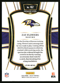Zay Flowers 2025 Panini Select #162 Green and Yellow Prizm Shock