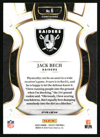 Jack Bech 2025 Panini Select #6 Green and Yellow Prizm Shock RC