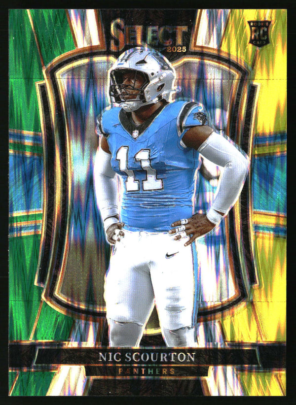 Nic Scourton 2025 Panini Select #143 Green and Yellow Prizm Shock