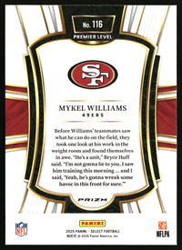 Mykel Williams 2025 Panini Select #116 Green and Yellow Prizm Shock RC