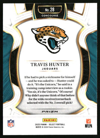 Travis Hunter 2025 Panini Select #28 Green and Yellow Prizm Shock RC