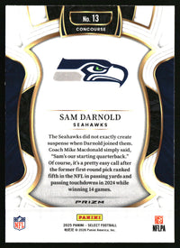 Sam Darnold 2025 Panini Select #13 Green and Yellow Prizm Shock