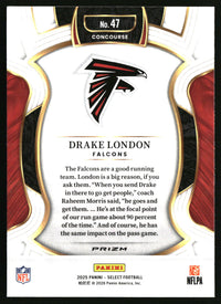 Drake London 2025 Panini Select #47 Green and Yellow Prizm Shock