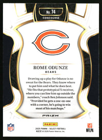 Rome Odunze 2025 Panini Select #74 Black and Green Prizm Shock