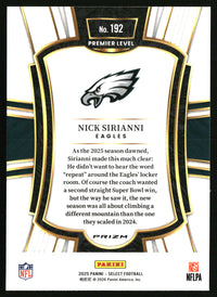 Nick Sirianni 2025 Panini Select #192 Black and Green Prizm Shock