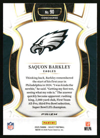 Saquon Barkley 2025 Panini Select #90 Black and Green Prizm Shock