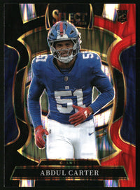 Abdul Carter 2025 Panini Select #95 Black and Red Prizm Shock RC