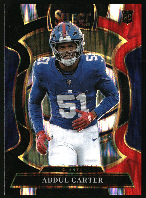 Abdul Carter 2025 Panini Select #95 Black and Red Prizm Shock RC