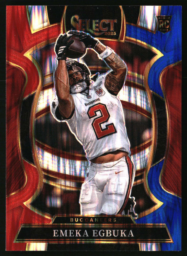 Emeka Egbuka 2025 Panini Select #37 Red and Blue Prizm Shock RC