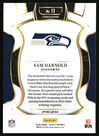 Sam Darnold 2025 Panini Select #13 Green and Yellow Prizm Shock