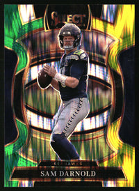 Sam Darnold 2025 Panini Select #13 Green and Yellow Prizm Shock