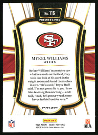 Mykel Williams 2025 Panini Select #116 Black and Red Prizm Shock RC