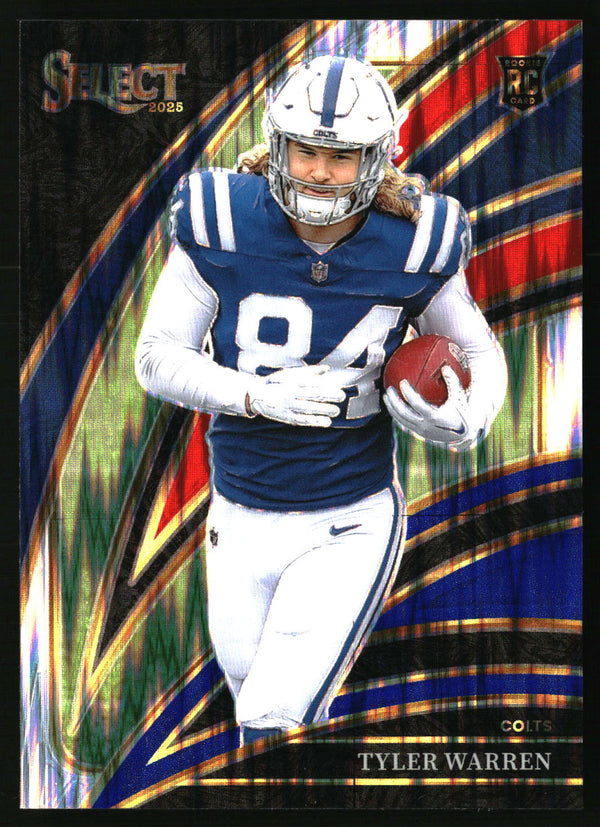 Tyler Warren 2025 Panini Select #233 Red and Blue Prizm Shock RC