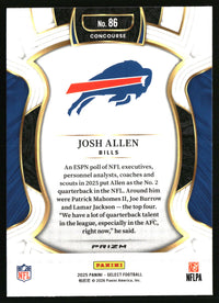 Josh Allen 2025 Panini Select #86 Green and Yellow Prizm Shock